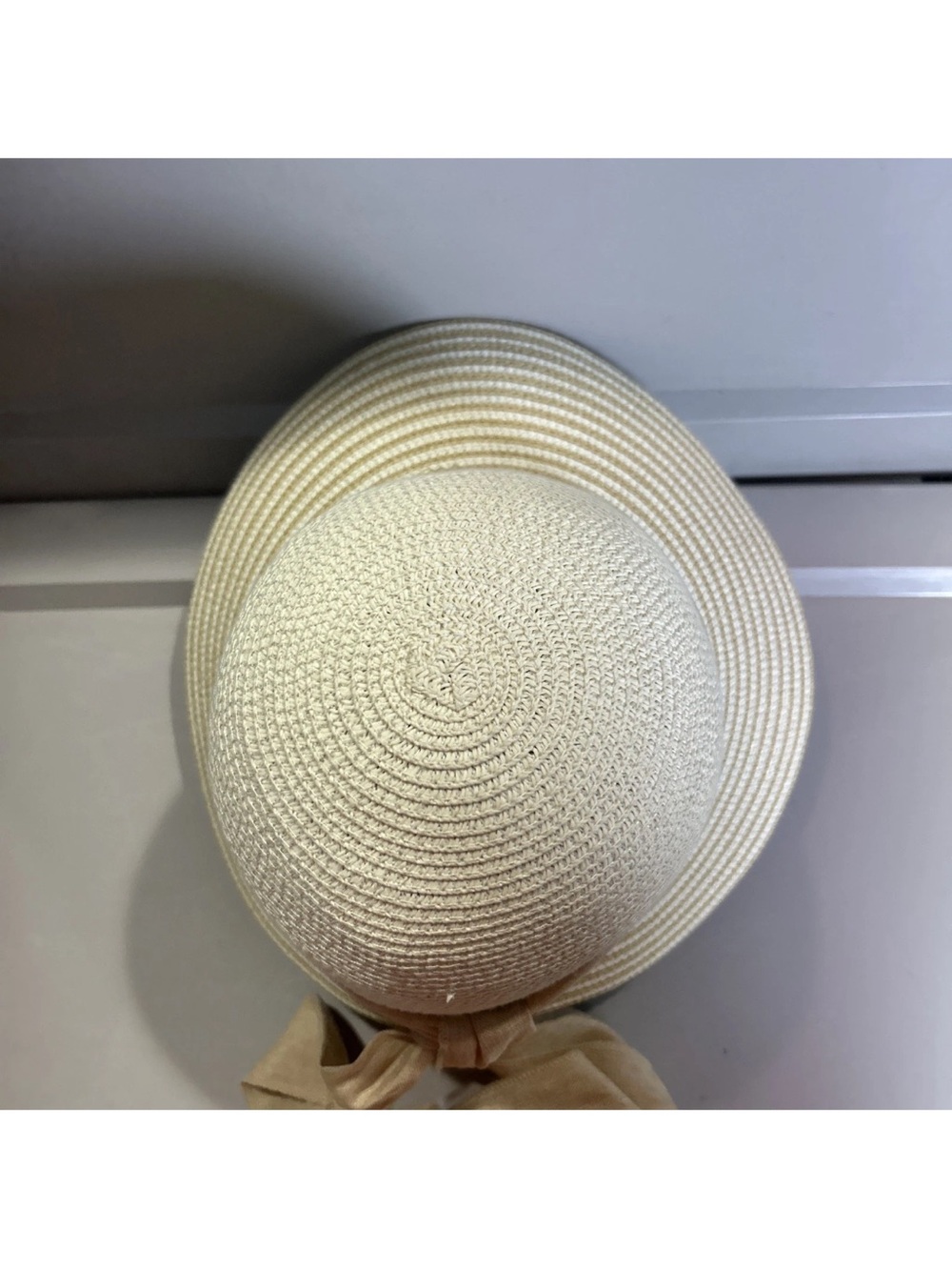 Tirabasso Made In Italy Wide Brim Sun Hat With Ribbon Adjustable Off White OSFM - Picture 5 of 8